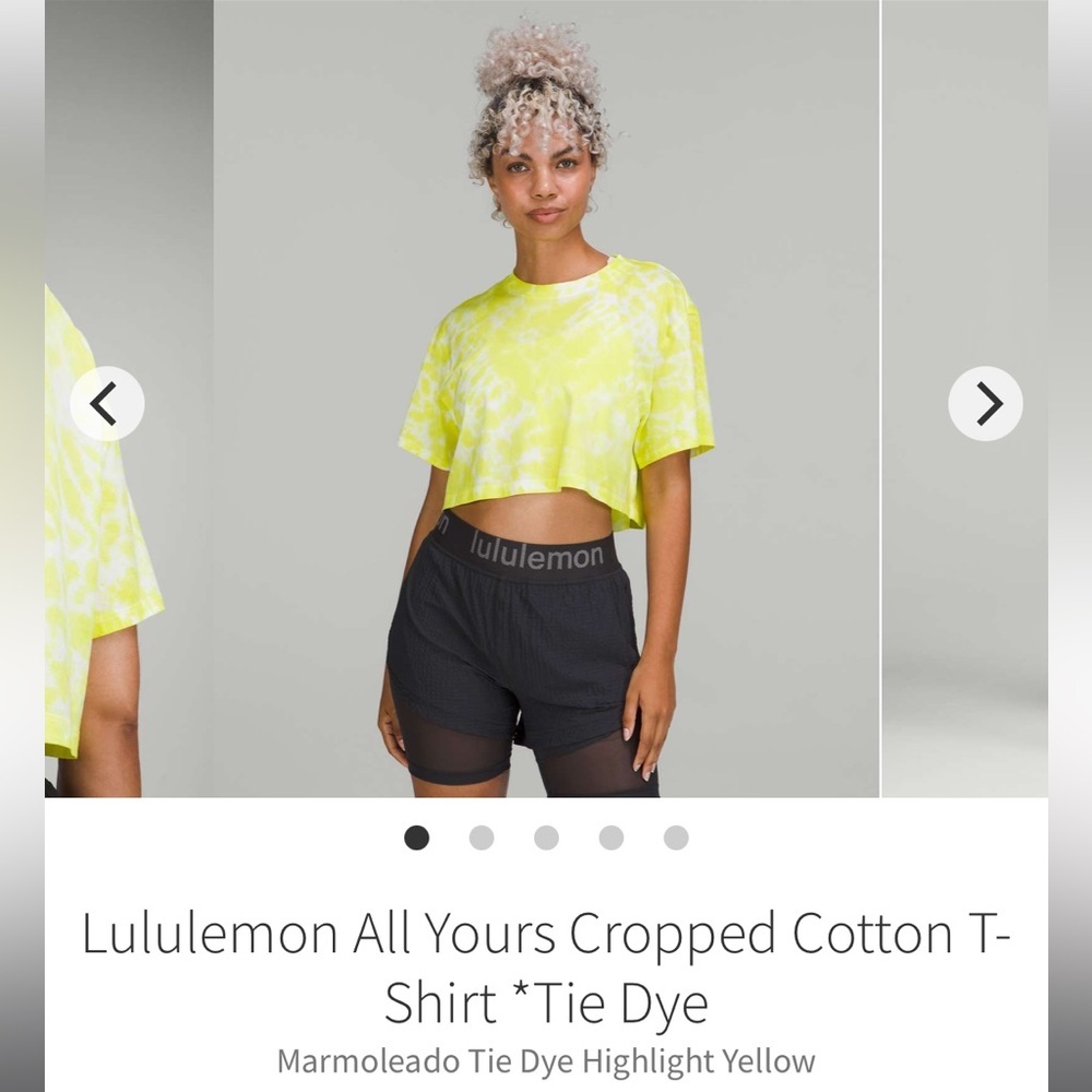 Lululemon All Yours Cropped Cotton T-Shirt *Tie Dye Marmoleado Highlight Yellow